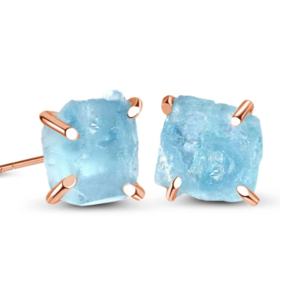 NWT Moon Magic Raw Crystal Aquamarine Earrings